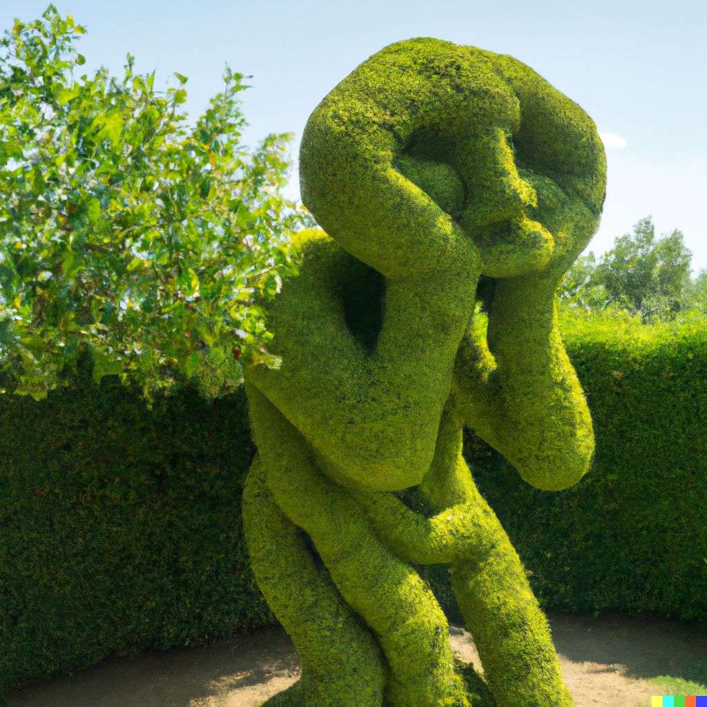 topiary in the shape of a representation of anxiety